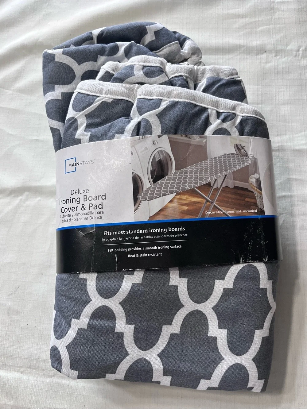 Mainstays Gray & White Geometric Ironing Board Cover & Pad